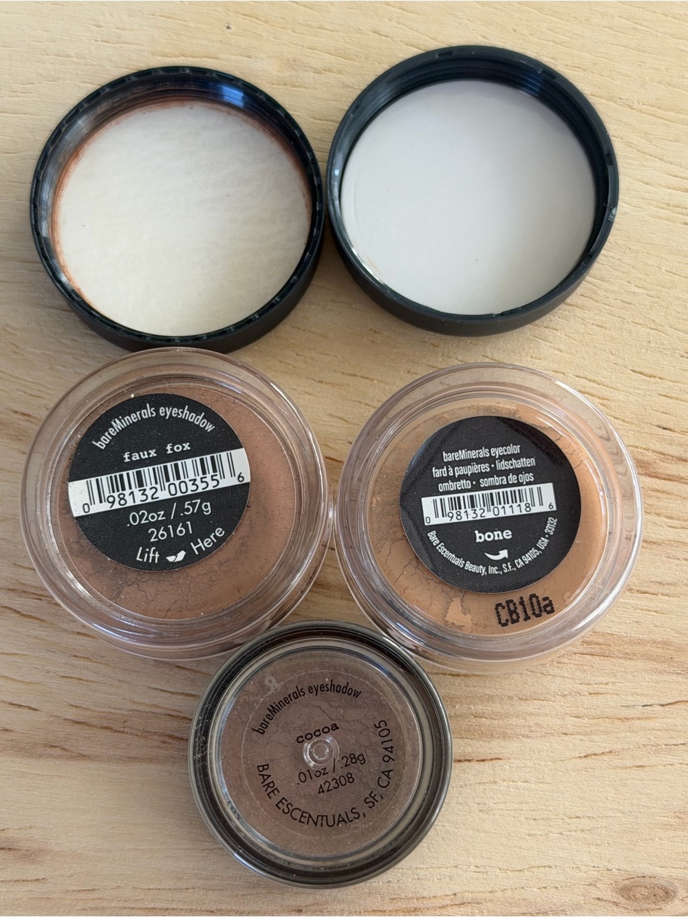 NWT bareMinerals Eyeshadow Trio - Faux Fox, Bone, Cocoa (Warm Neutral Browns)